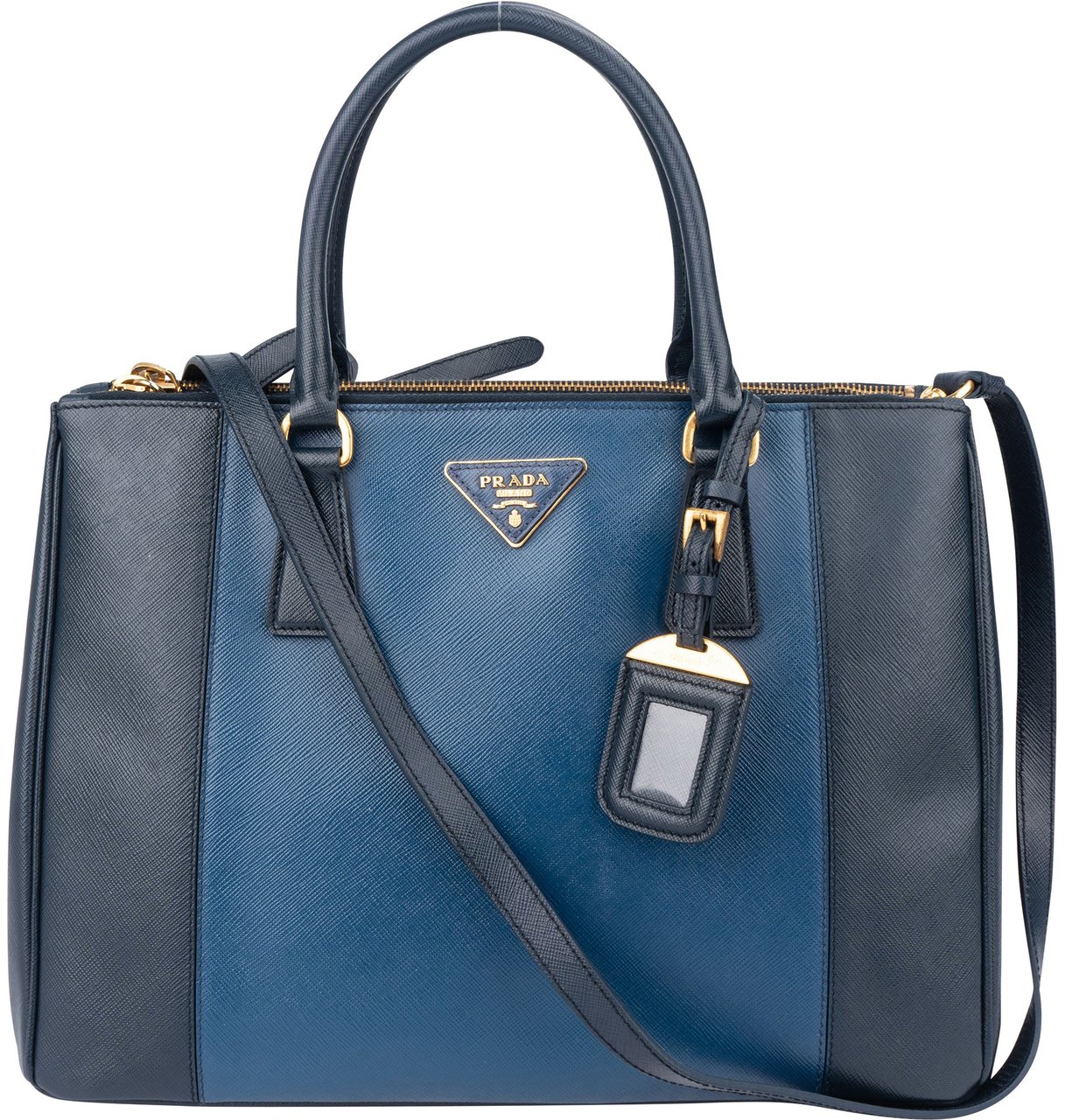 Prada Prada Bicolor Saffiano Leather Galleria Handbag Blauw