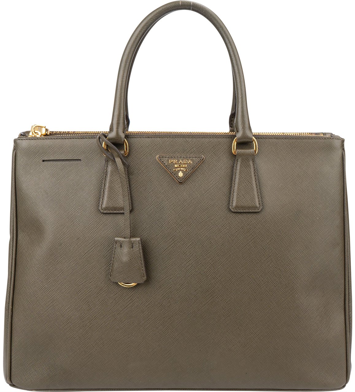 Prada Prada Green Saffiano Leather Galleria Handbag Groen