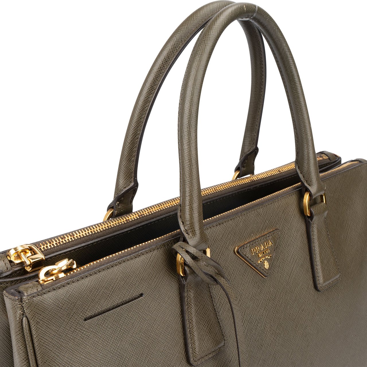 Prada Prada Green Saffiano Leather Galleria Handbag Groen