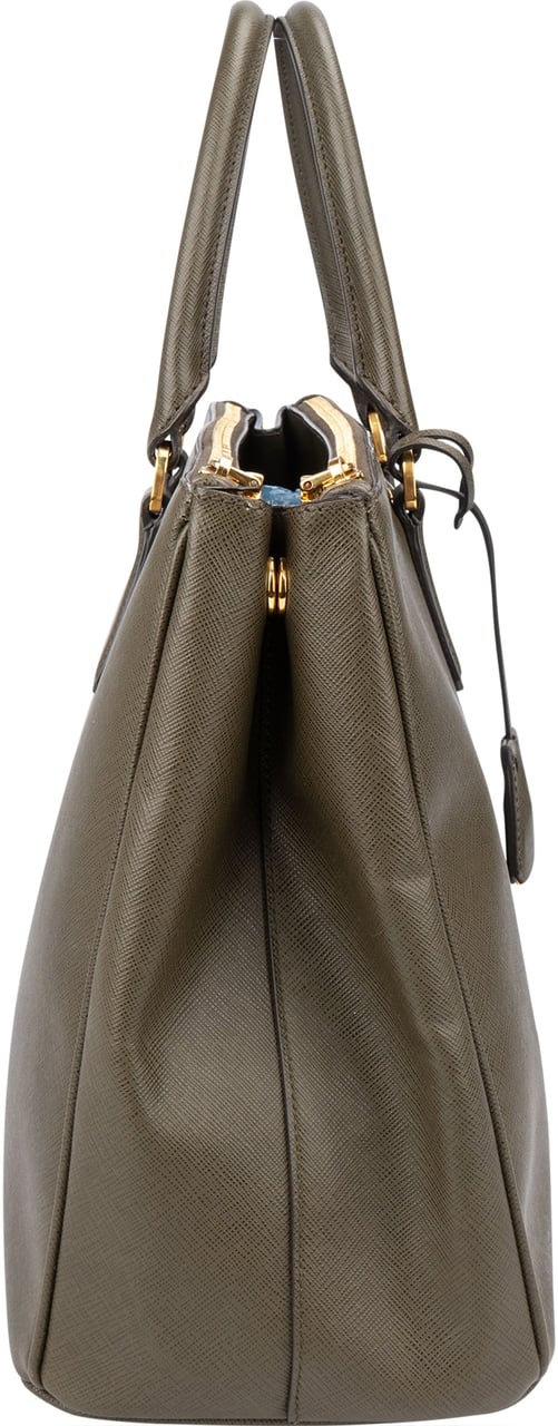 Prada Prada Green Saffiano Leather Galleria Handbag Groen