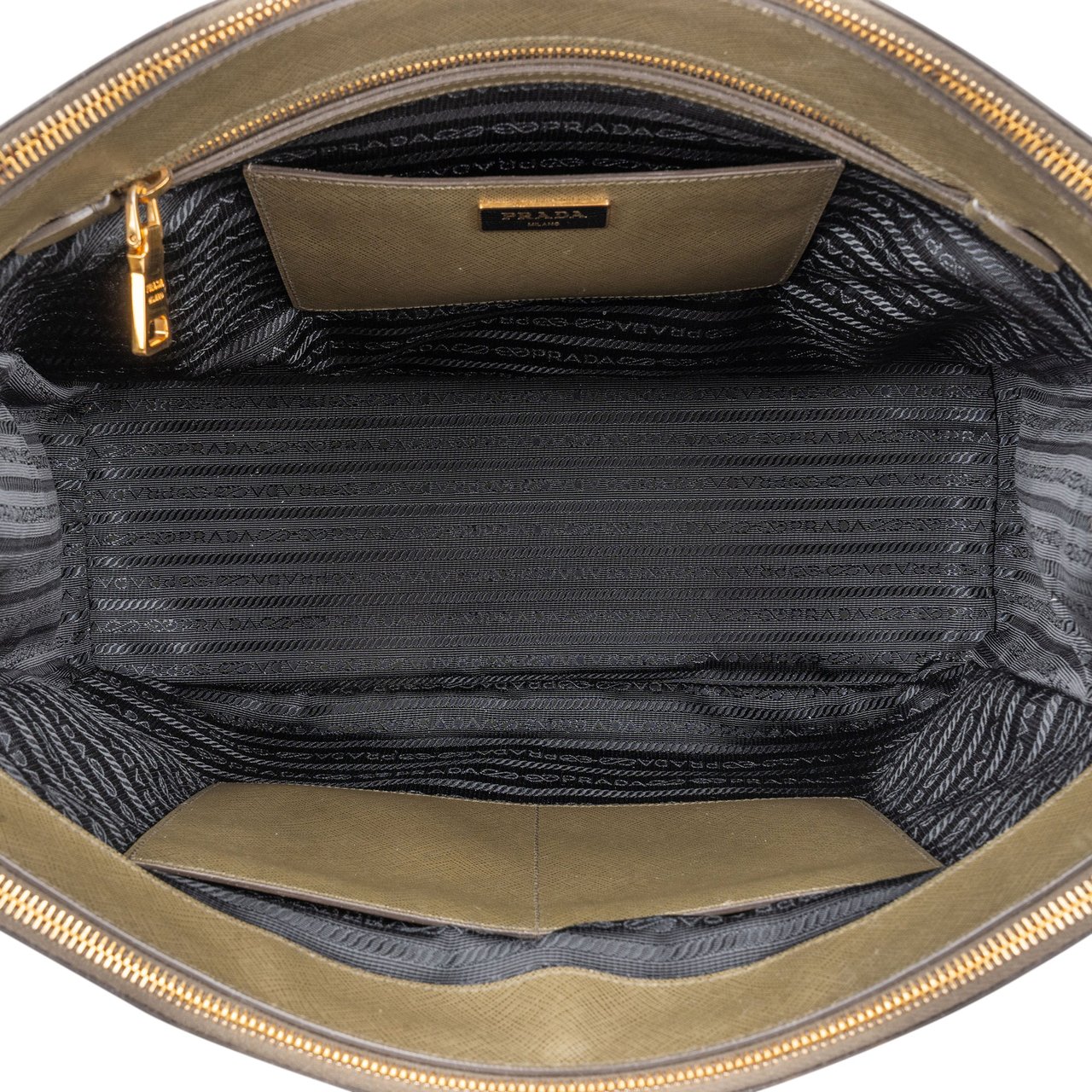 Prada Prada Green Saffiano Leather Galleria Handbag Groen