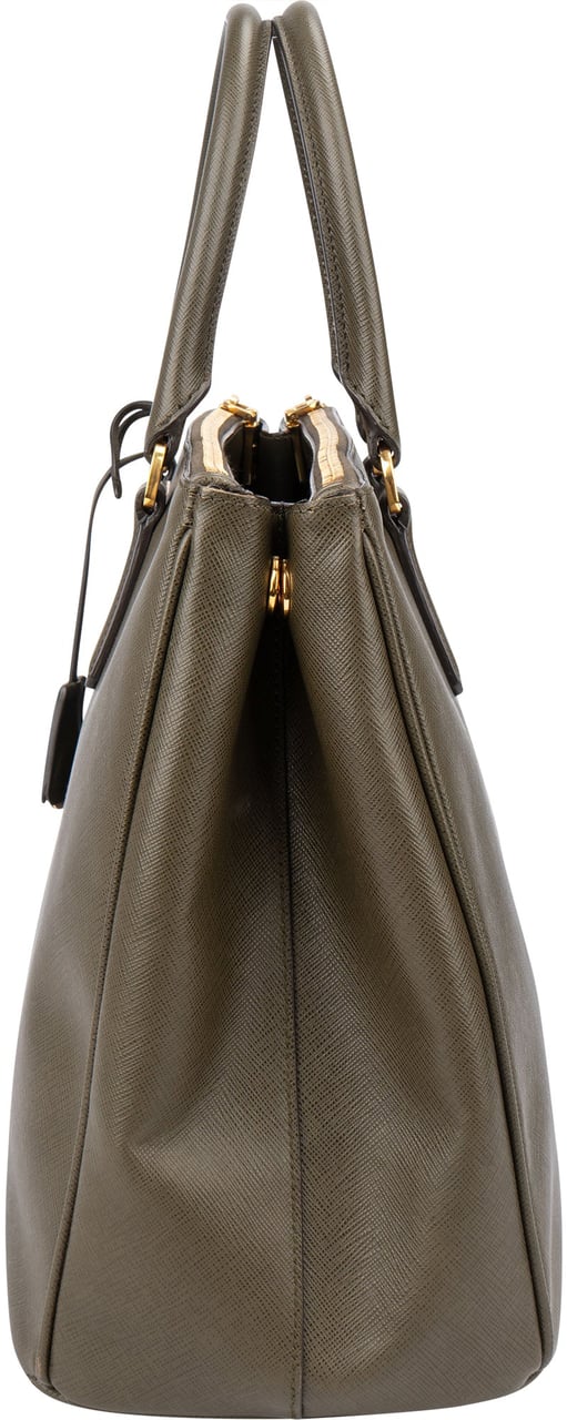 Prada Prada Green Saffiano Leather Galleria Handbag Groen