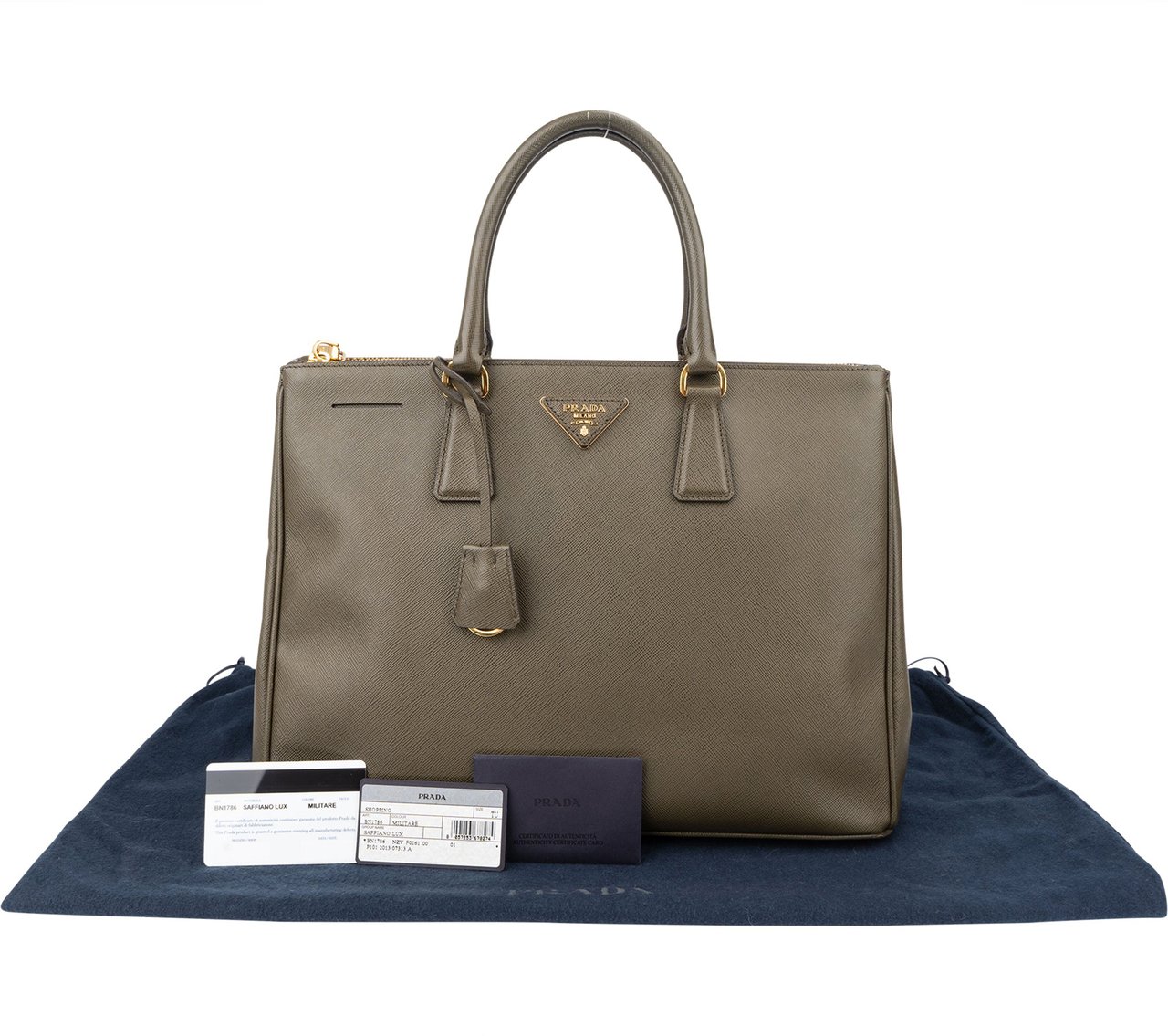 Prada Prada Green Saffiano Leather Galleria Handbag Groen