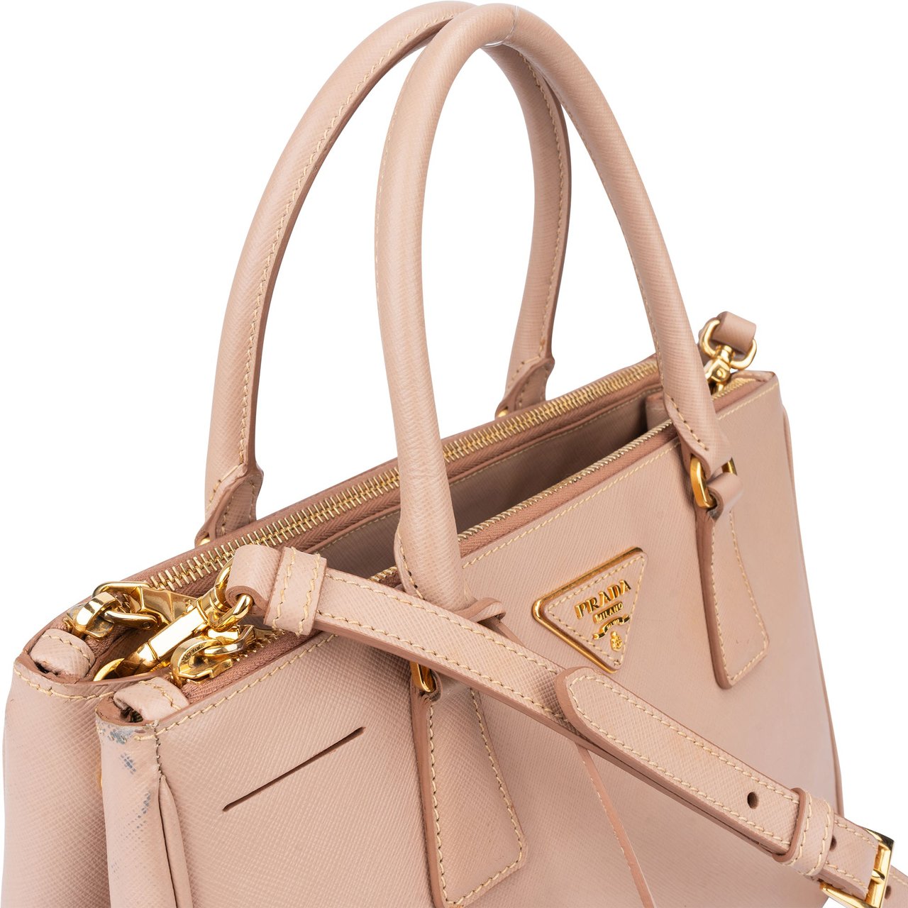 Prada Prada Rose Saffiano Leather Galleria Handbag Rood