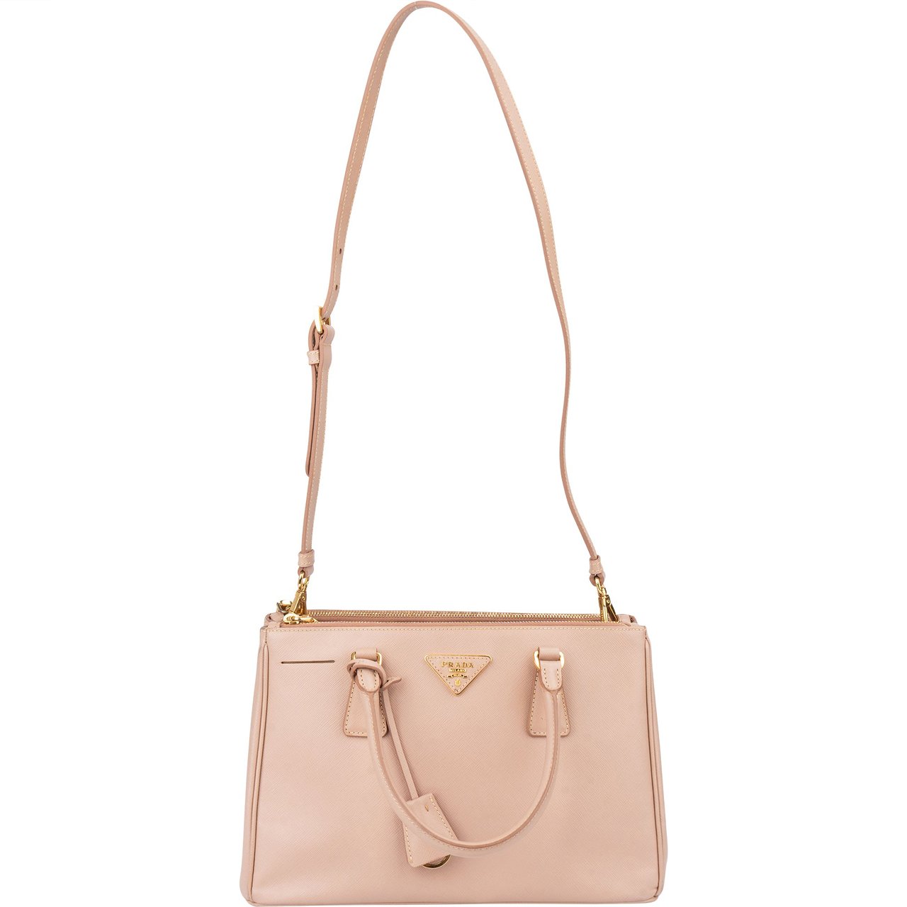 Prada Prada Rose Saffiano Leather Galleria Handbag Rood