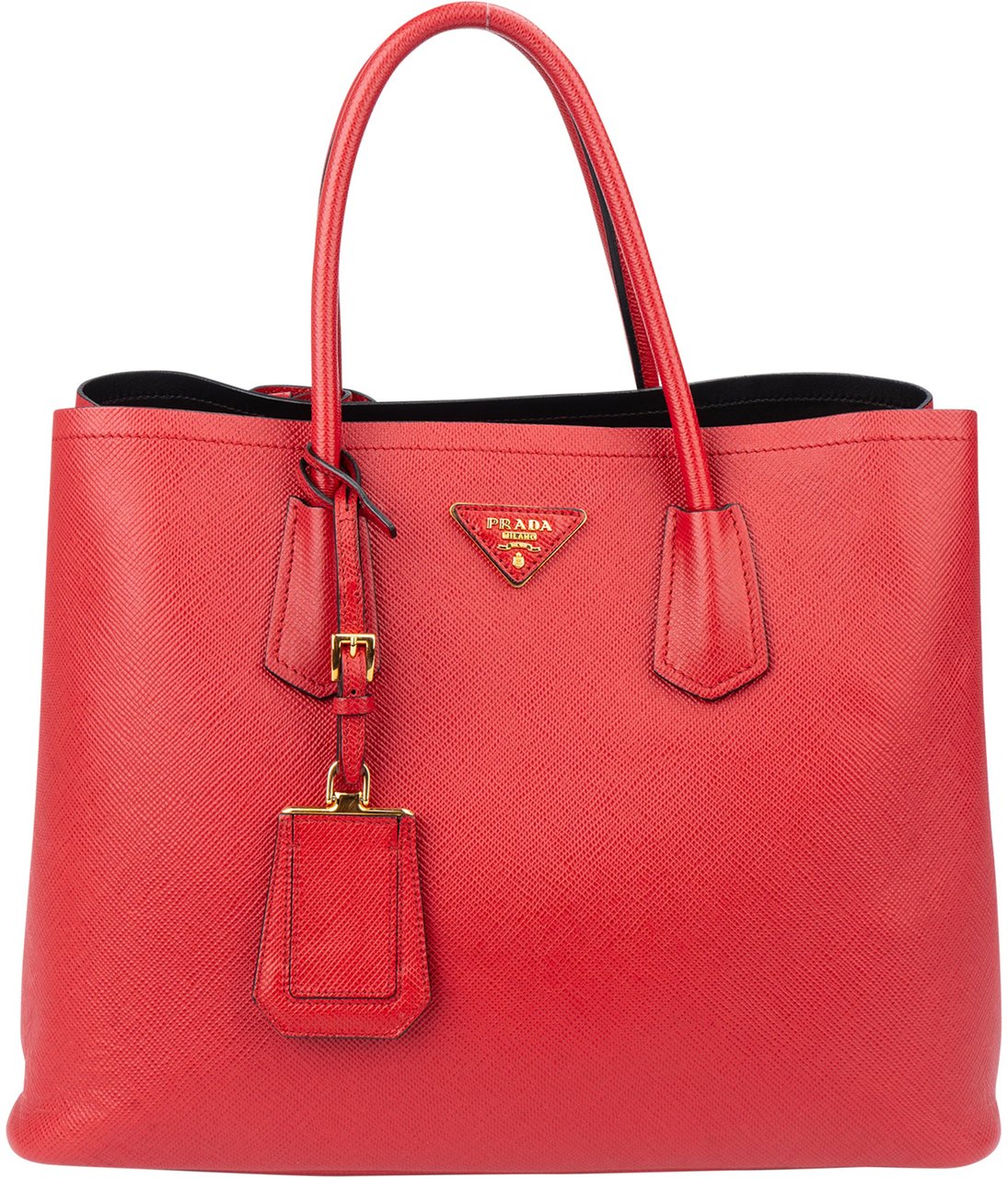 Prada Prada Red Saffiano Leder Double Handbag Rood