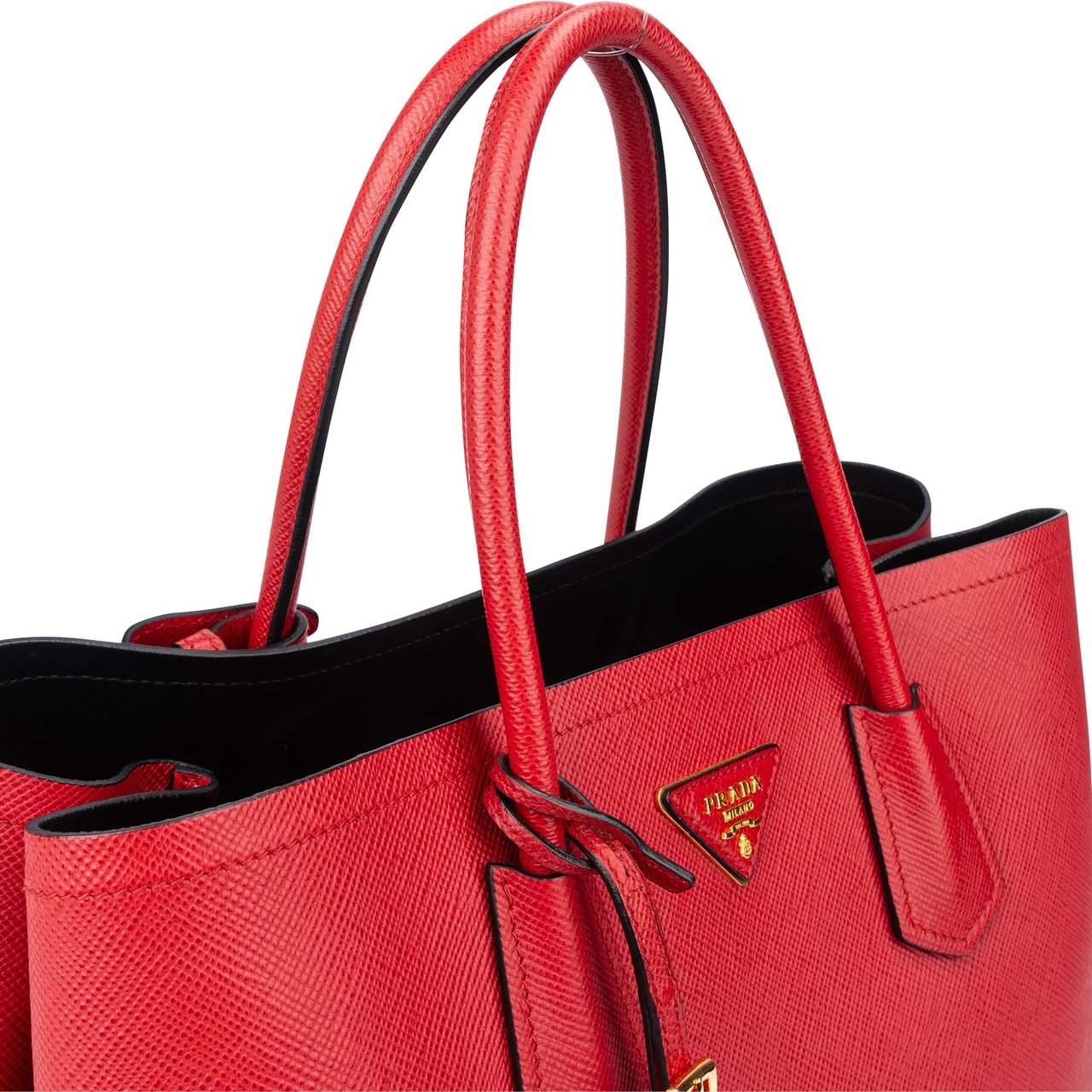 Prada Prada Red Saffiano Leder Double Handbag Rood