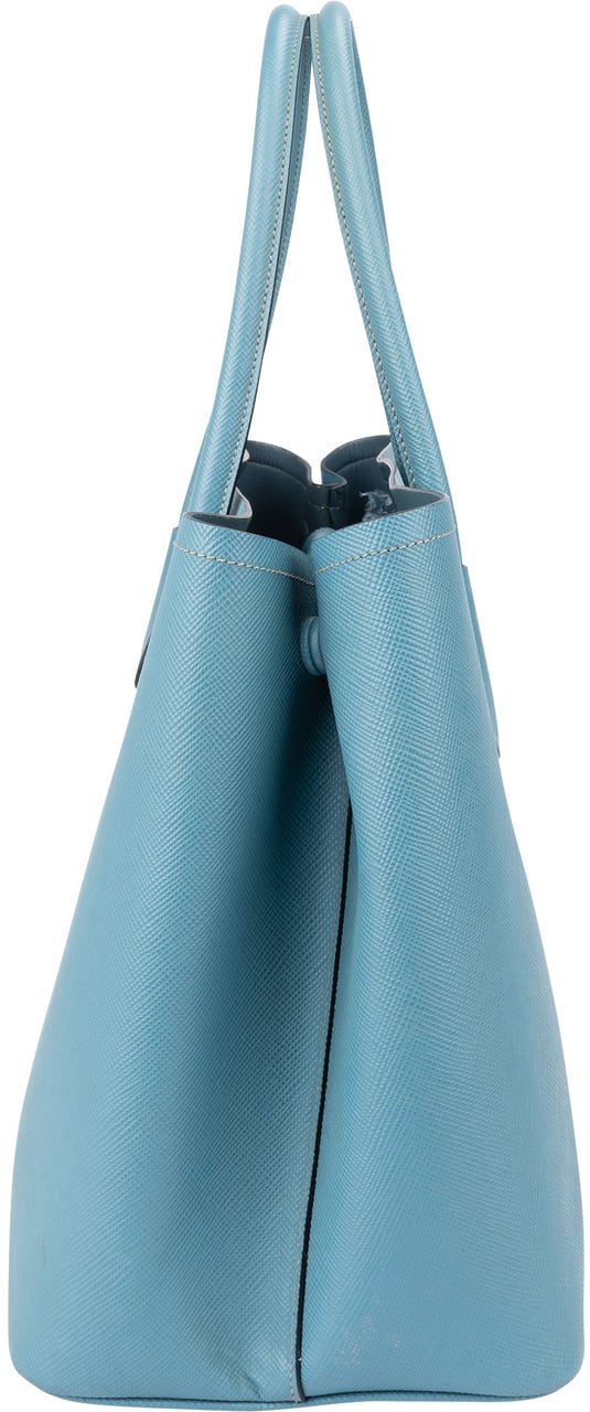 Prada Blue Saffiano Leather Double Handbag Blauw
