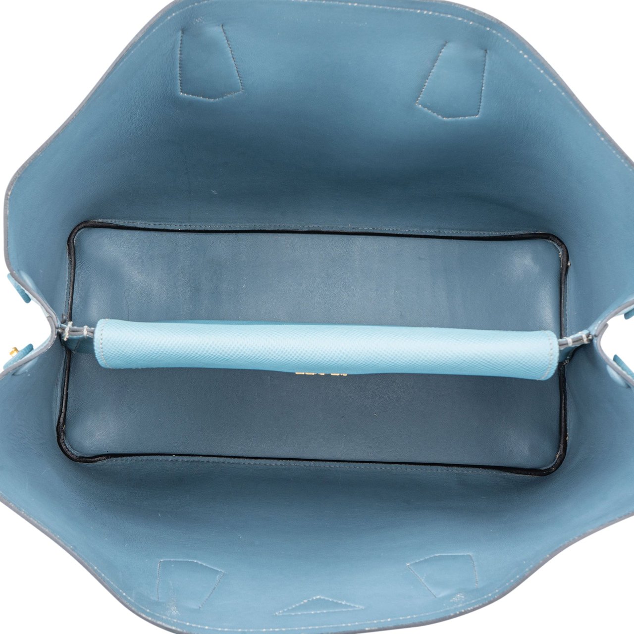 Prada Blue Saffiano Leather Double Handbag Blauw