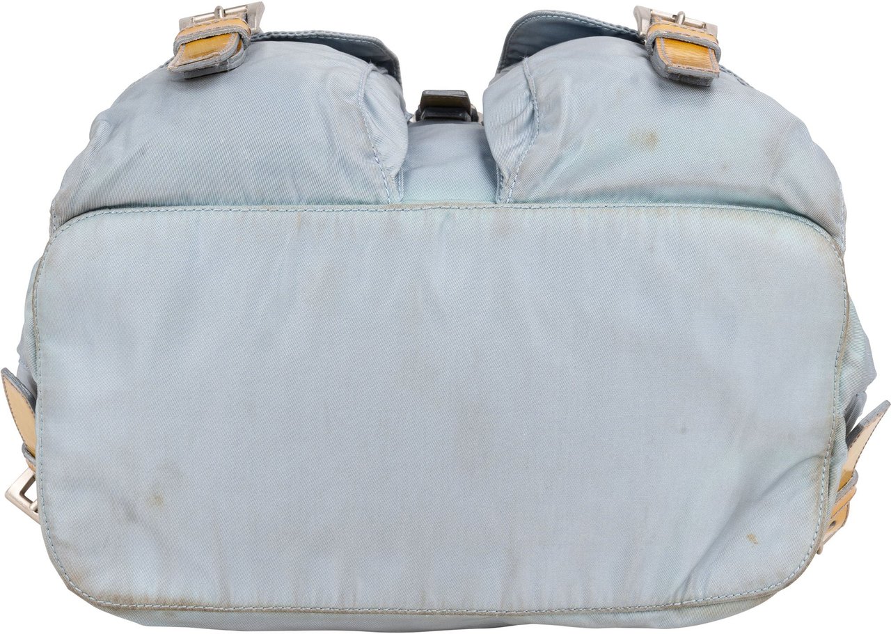 Prada Prada Blue Nylon Triangle Backpack Blauw