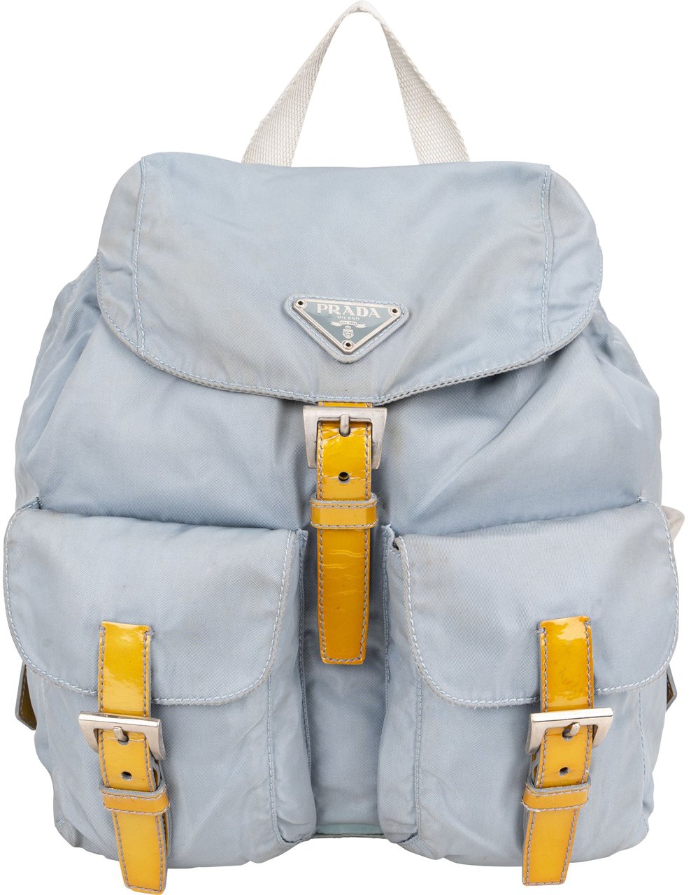 Prada Prada Blue Nylon Triangle Backpack Blauw