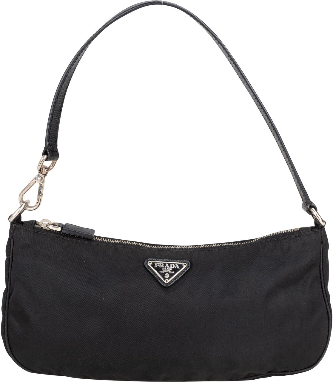 Prada Prada Black Nylon Triangle Shoulder Bag Zwart