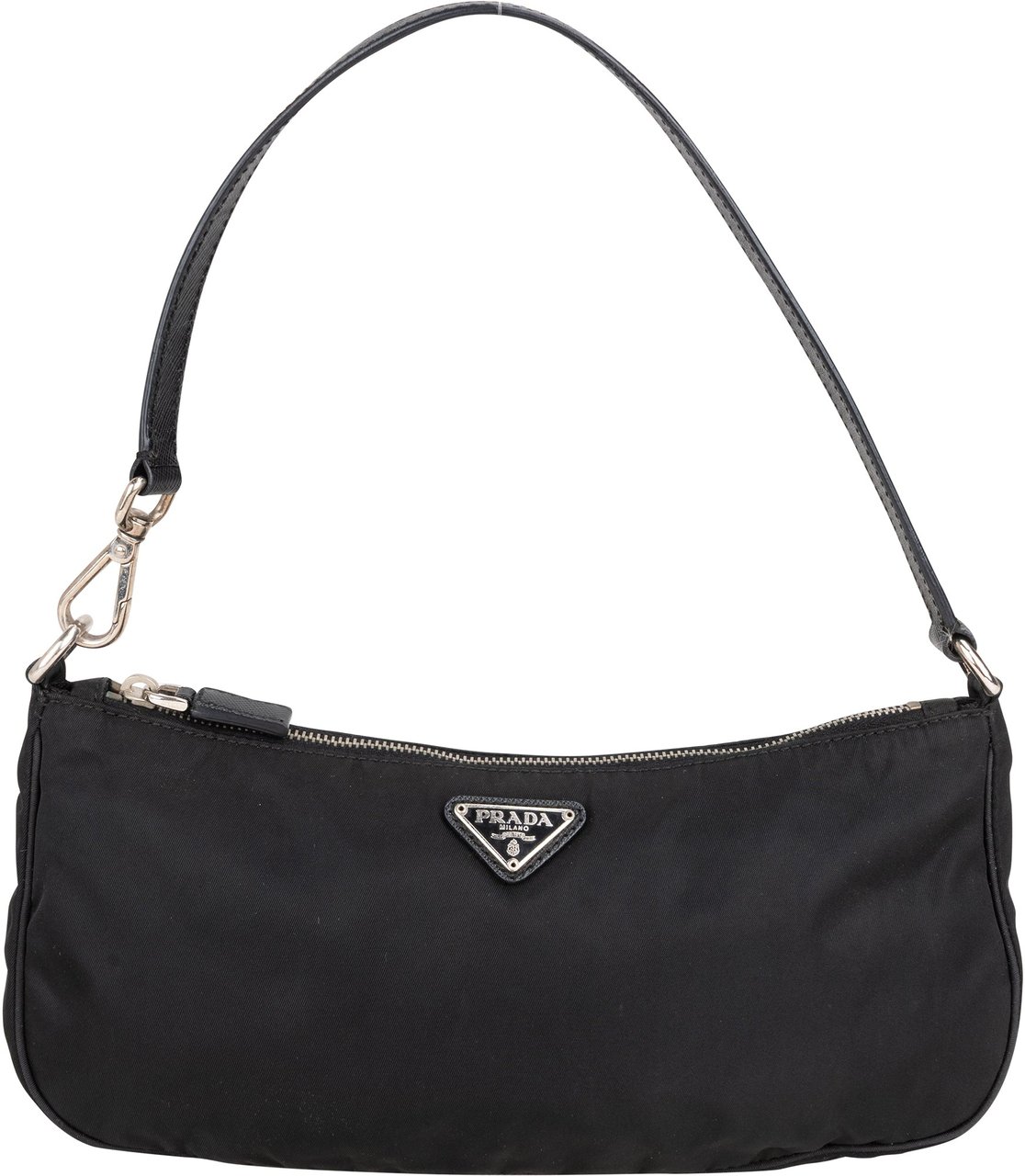Prada Prada Black Nylon Triangle Shoulder Bag Zwart