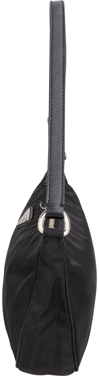 Prada Prada Black Nylon Triangle Shoulder Bag Zwart
