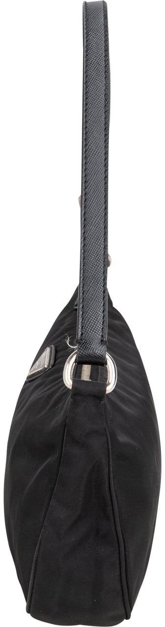 Prada Black Nylon Triangle Shoulder Bag Zwart