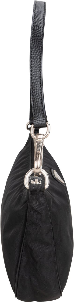 Prada Prada Black Nylon Triangle Shoulder Bag Zwart
