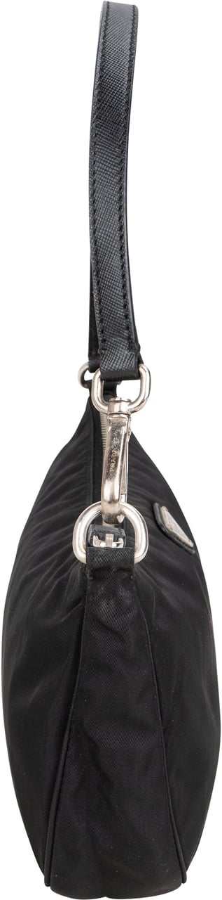 Prada Black Nylon Triangle Shoulder Bag Zwart
