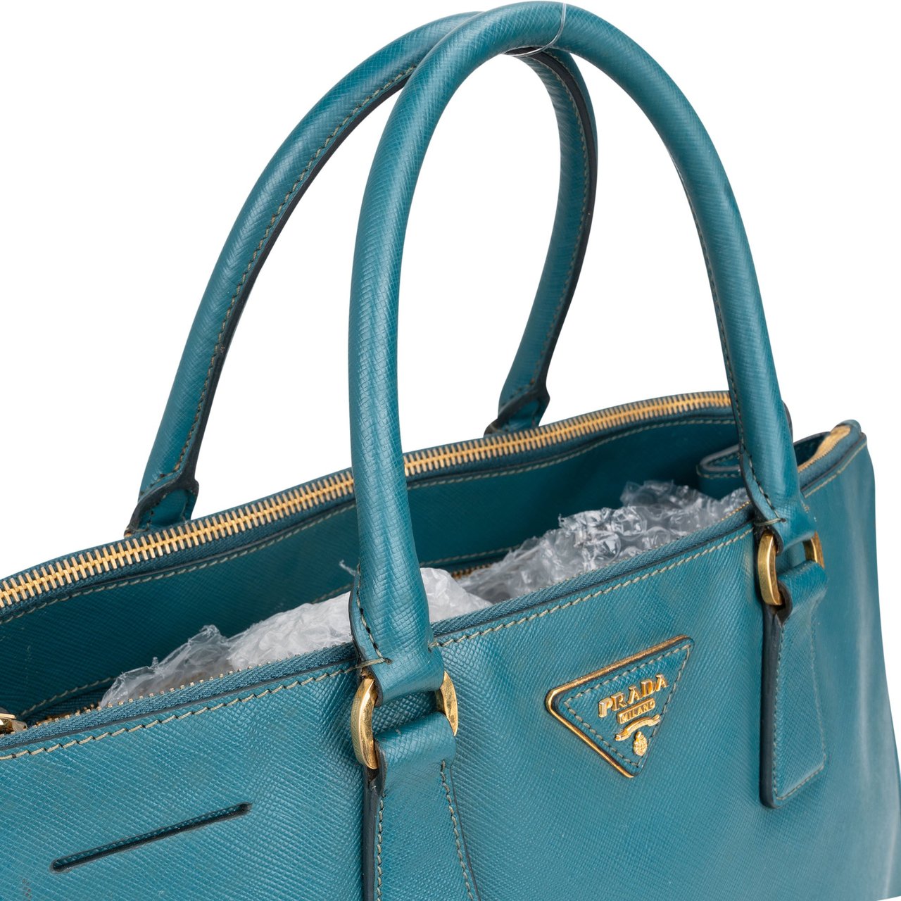 Prada Prada Blue Saffiano Leather Galleria Handbag Blauw