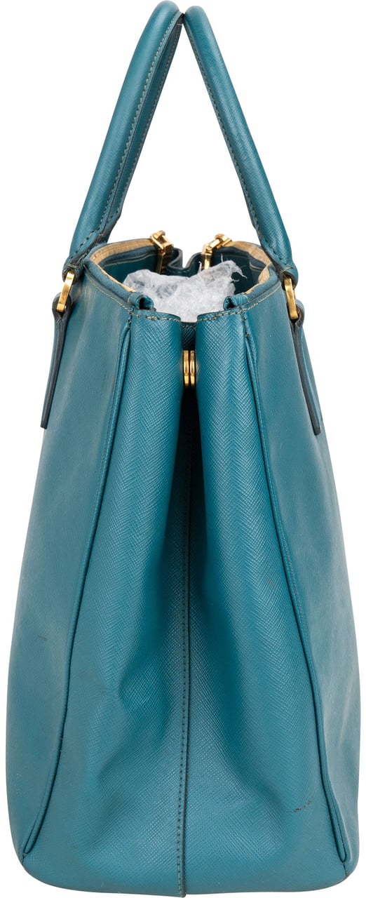 Prada Prada Blue Saffiano Leather Galleria Handbag Blauw