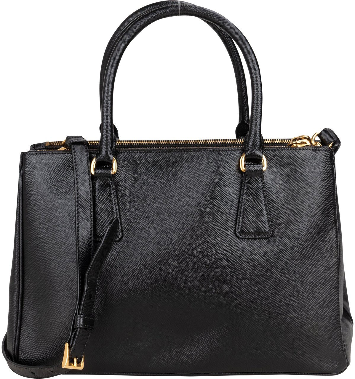 Prada Prada Black Saffiano Leather Galleria Handbag Zwart