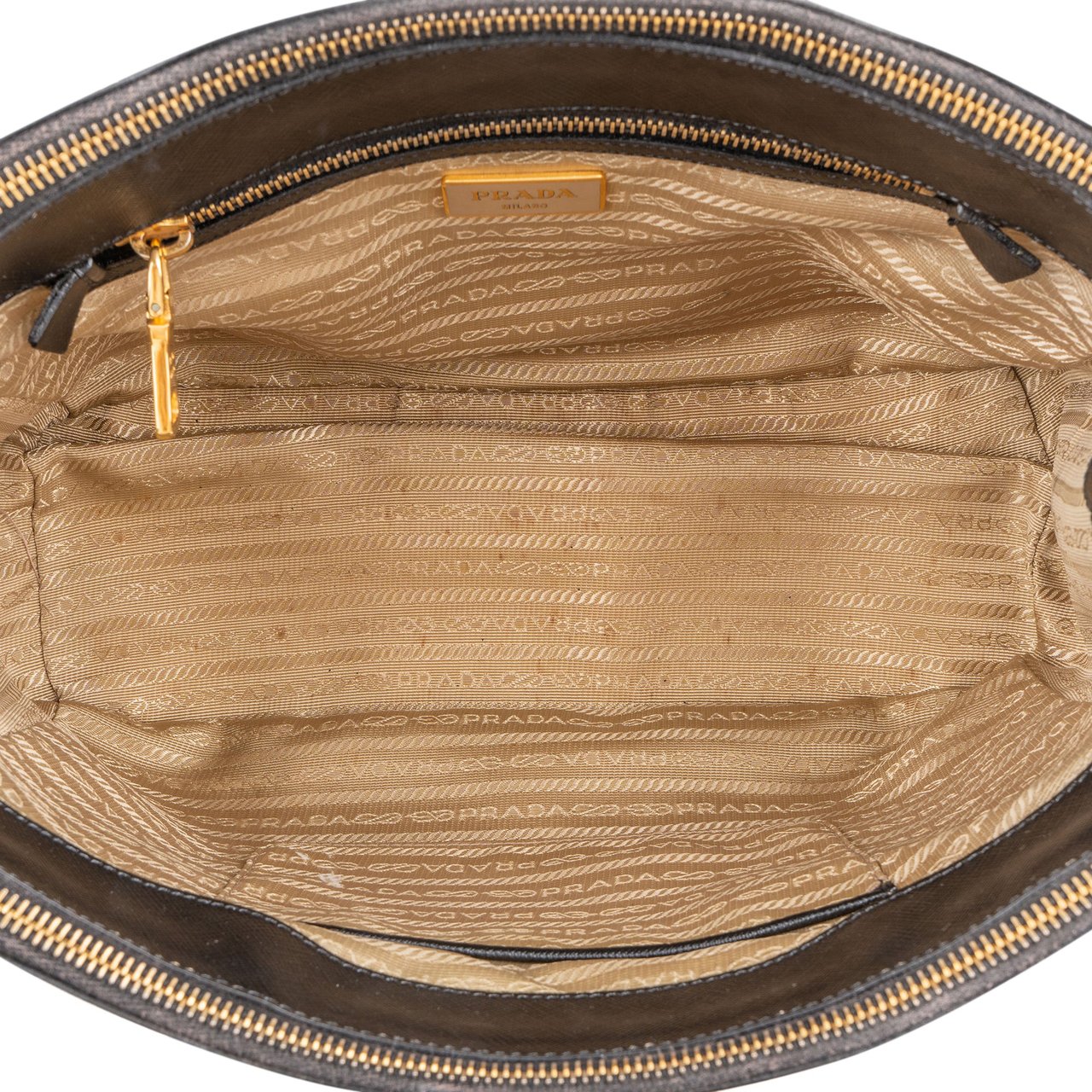 Prada Prada Black Saffiano Leather Galleria Handbag Zwart