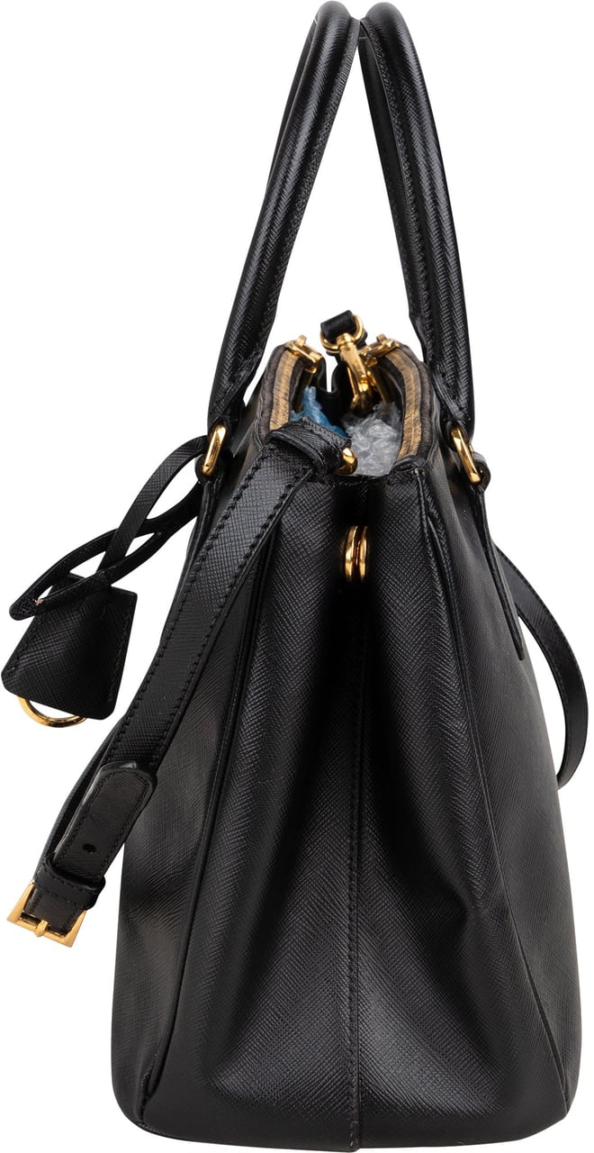 Prada Prada Black Saffiano Leather Galleria Handbag Zwart