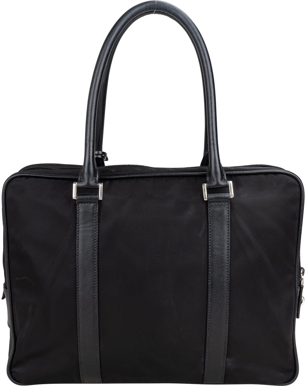 Prada Black Nylon Triangle Business Handbag Zwart