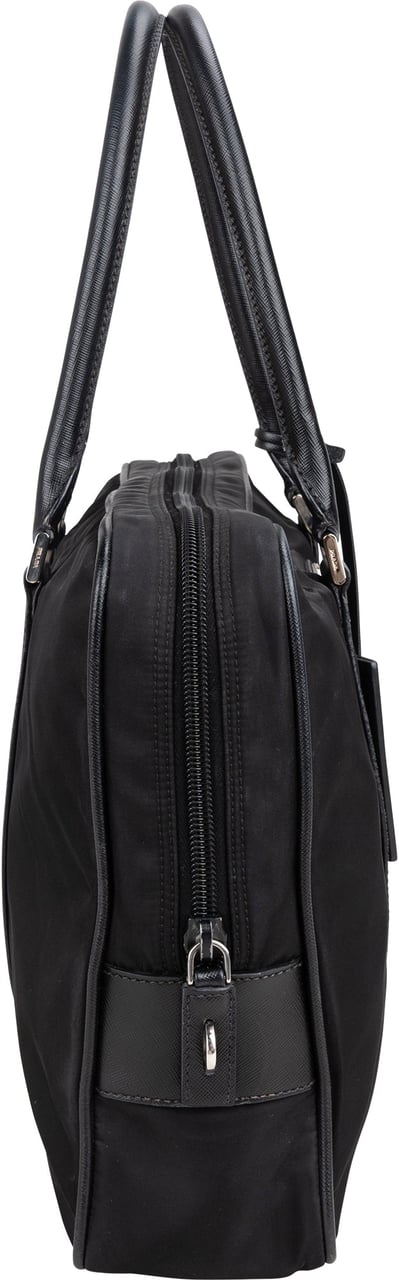 Prada Black Nylon Triangle Business Handbag Zwart