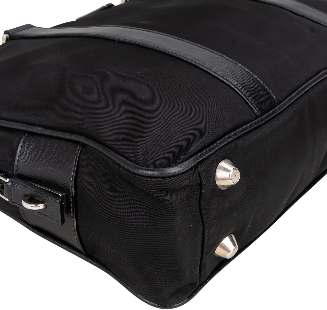 Prada Black Nylon Triangle Business Handbag Zwart