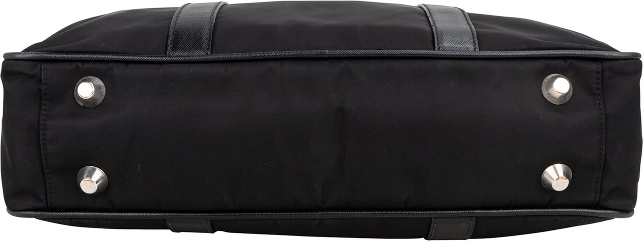 Prada Black Nylon Triangle Business Handbag Zwart