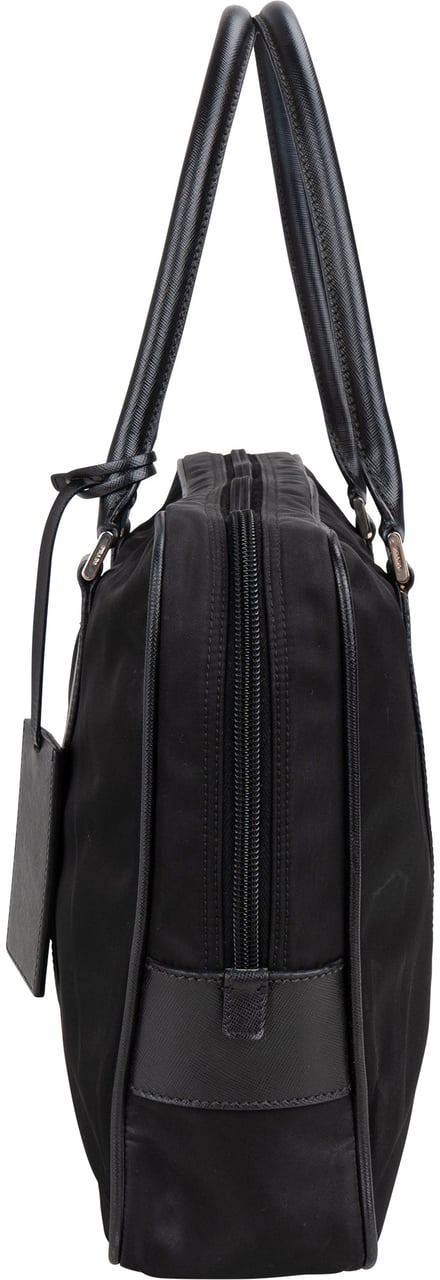 Prada Black Nylon Triangle Business Handbag Zwart