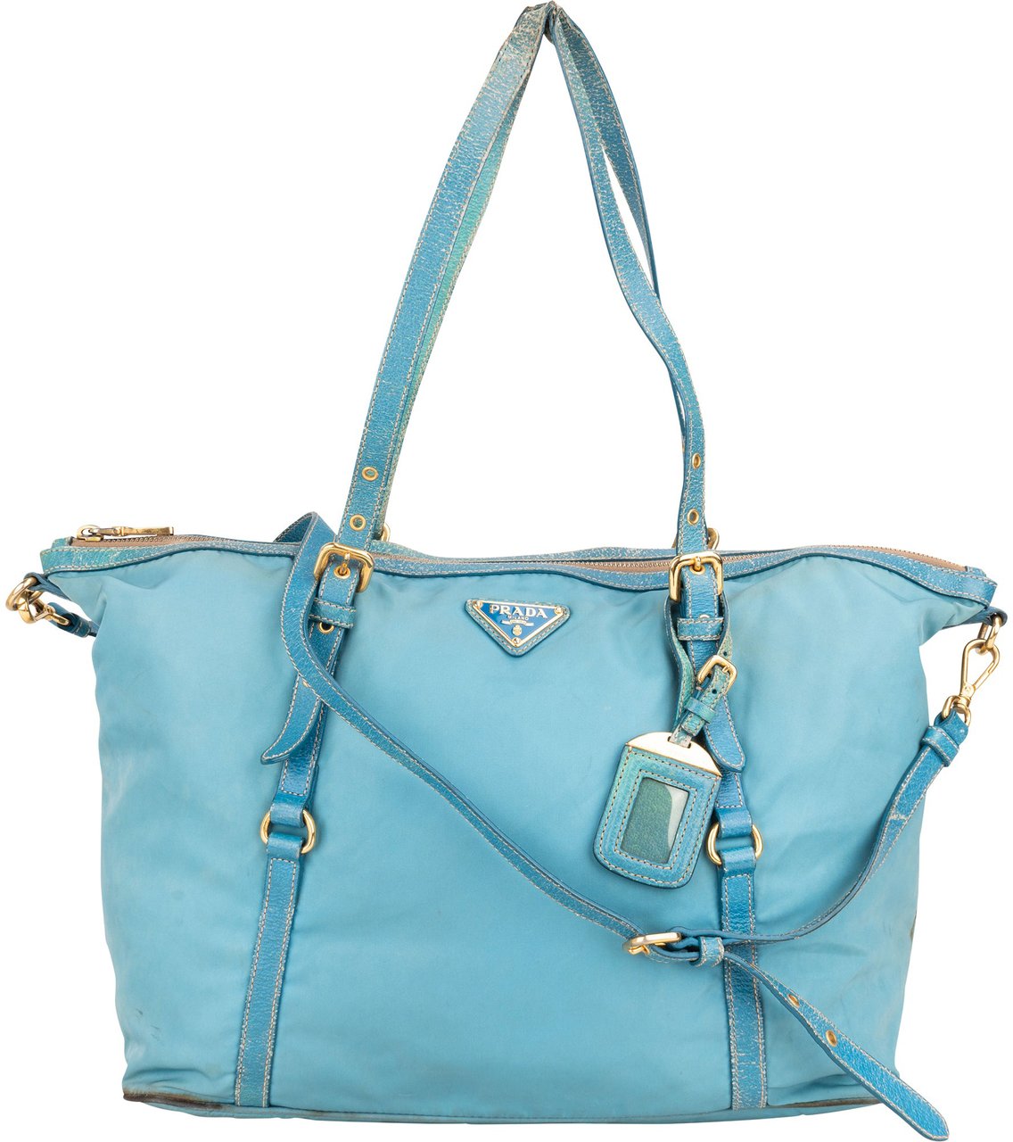 Prada Prada Blue Nylon Handbag Blauw