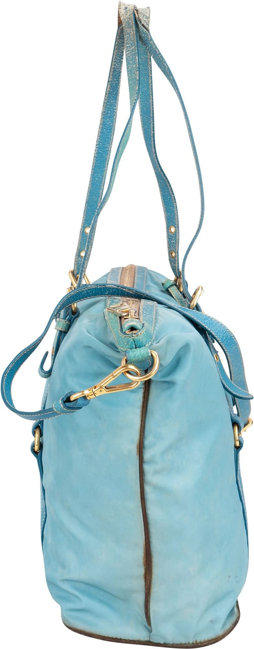 Prada Prada Blue Nylon Handbag Blauw