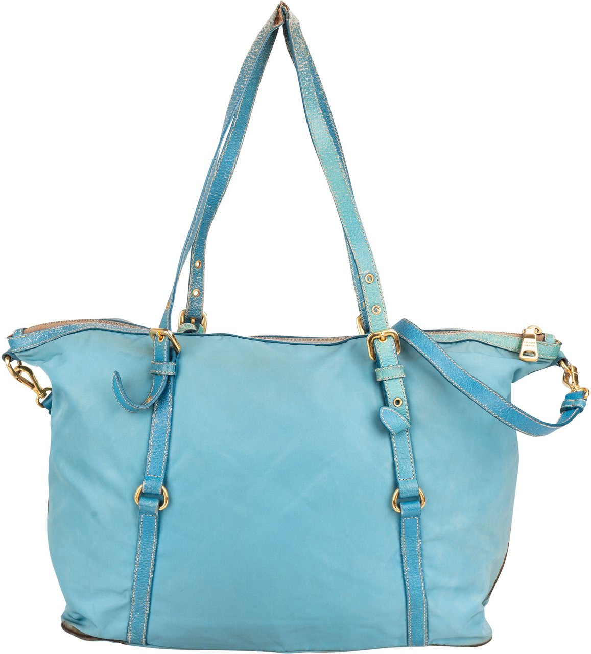 Prada Prada Blue Nylon Handbag Blauw