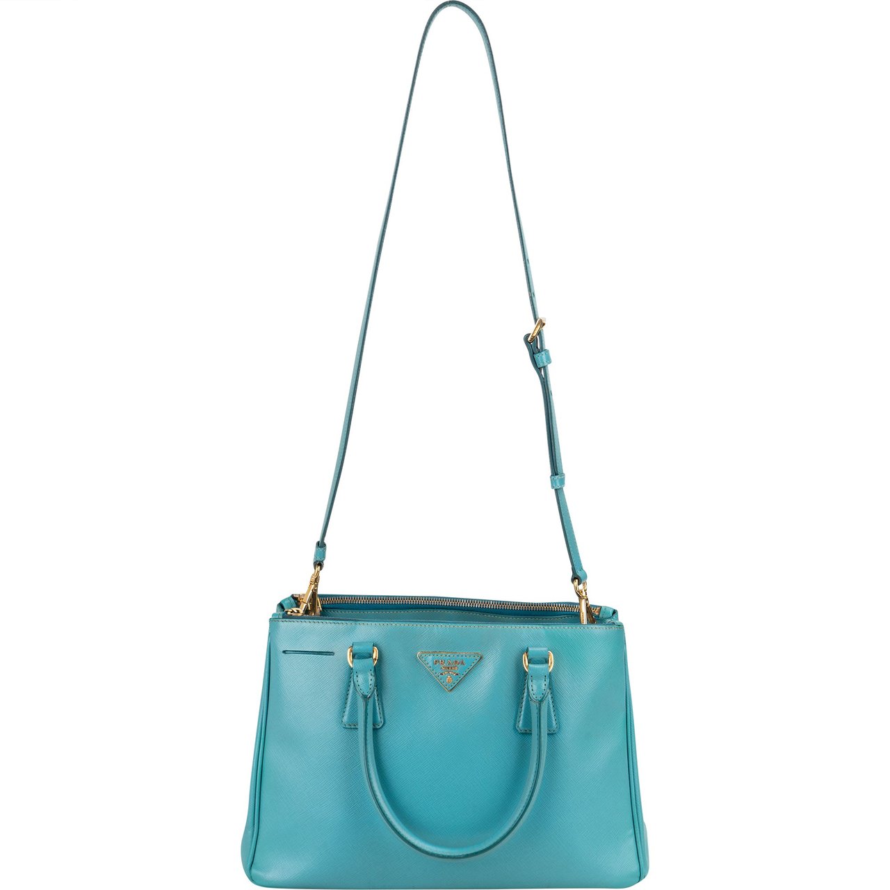 Prada Prada Turquoise Saffiano Leather Galleria Handbag Blauw