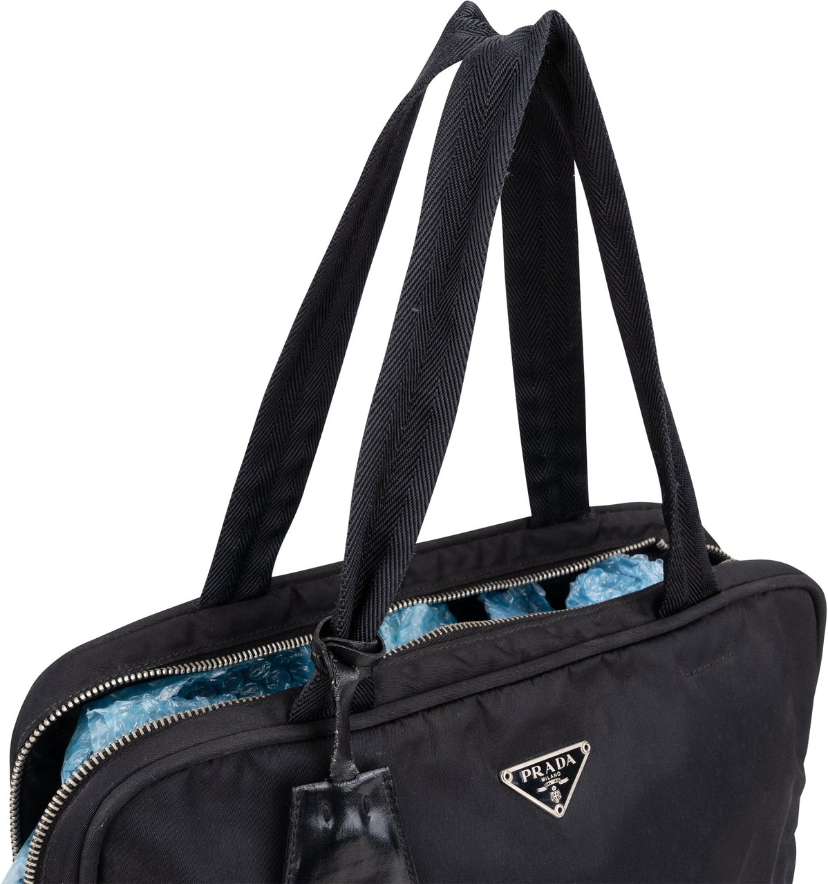 Prada Prada Black Nylon Triangle Handbag Zwart