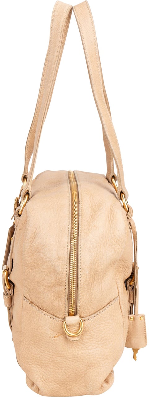 Prada Deerskin City Handbag Beige
