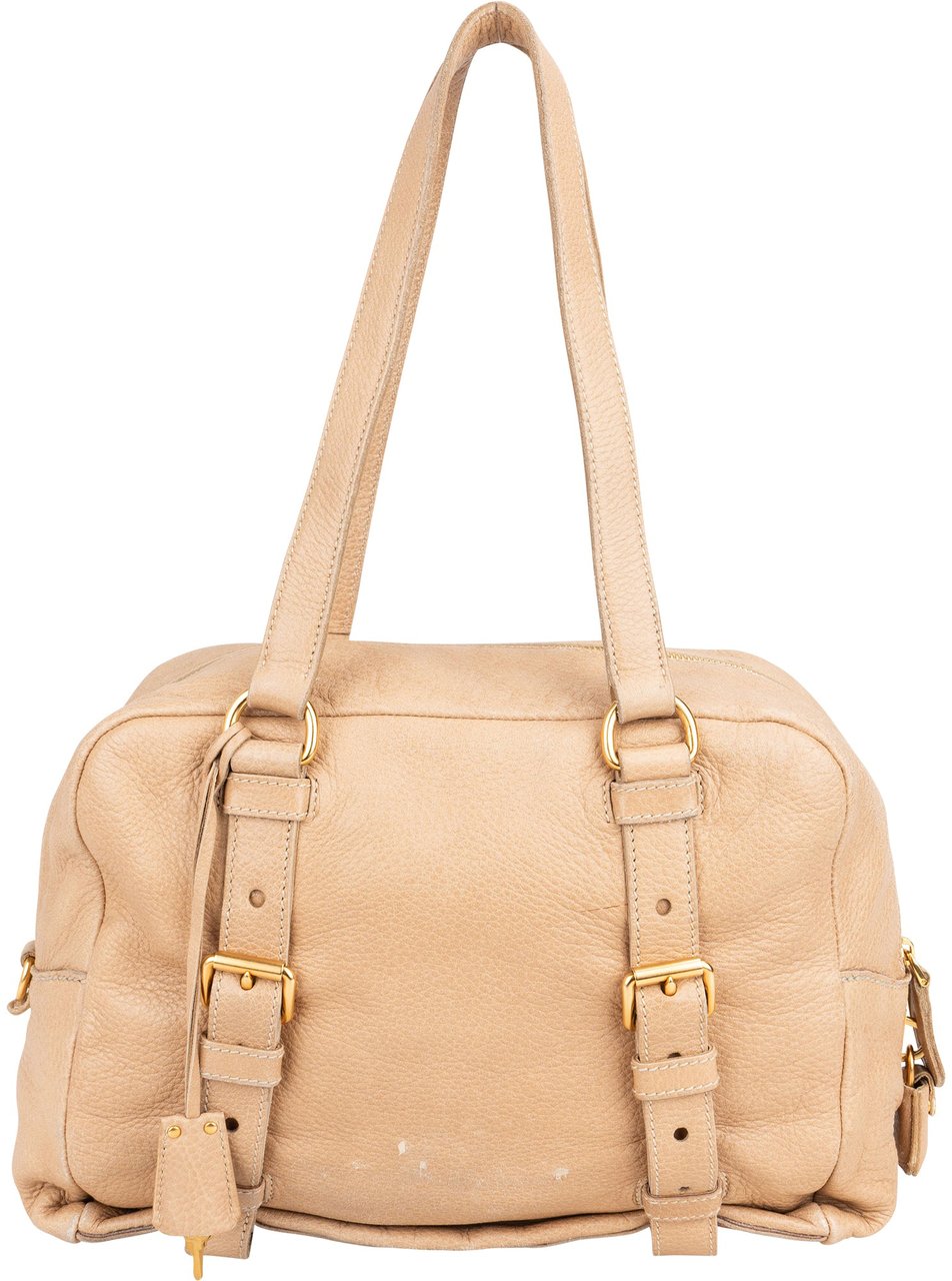 Prada Deerskin City Handbag Beige