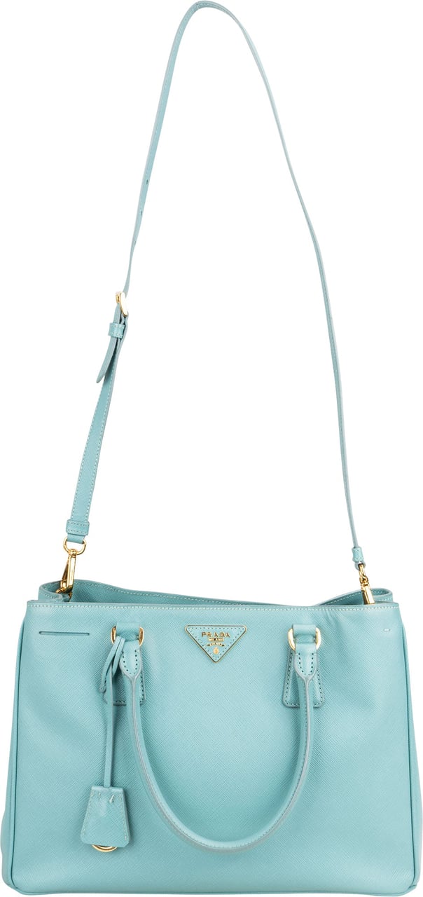 Prada Prada Turquoise Saffiano Leather Galleria Handbag Blauw