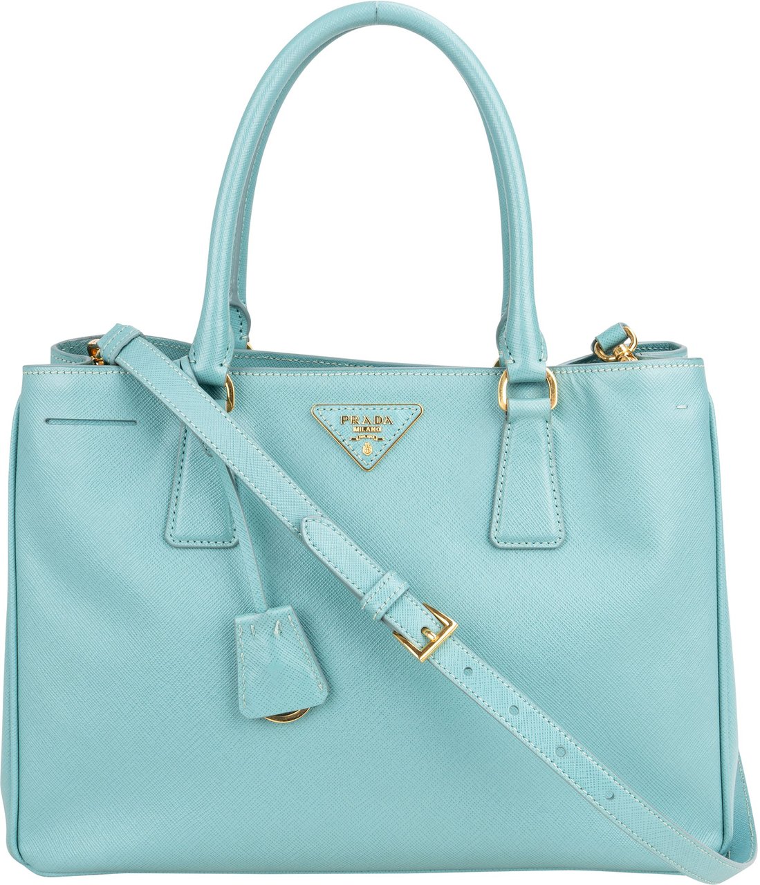 Prada Prada Turquoise Saffiano Leather Galleria Handbag Blauw