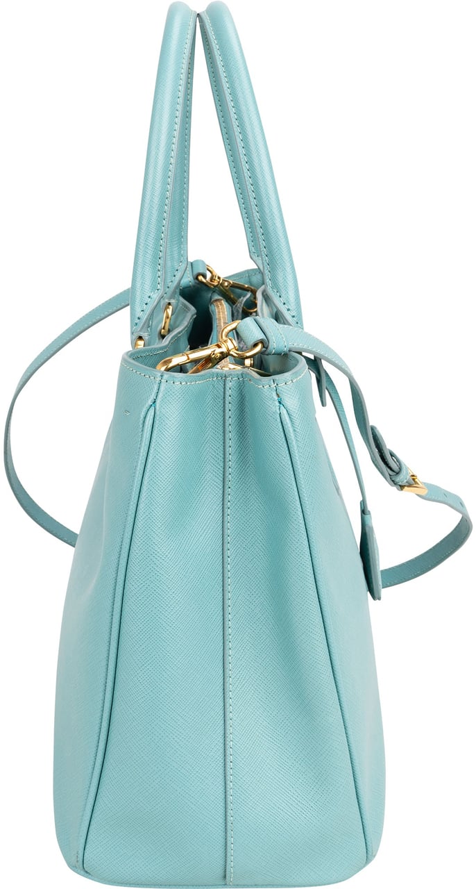 Prada Prada Turquoise Saffiano Leather Galleria Handbag Blauw
