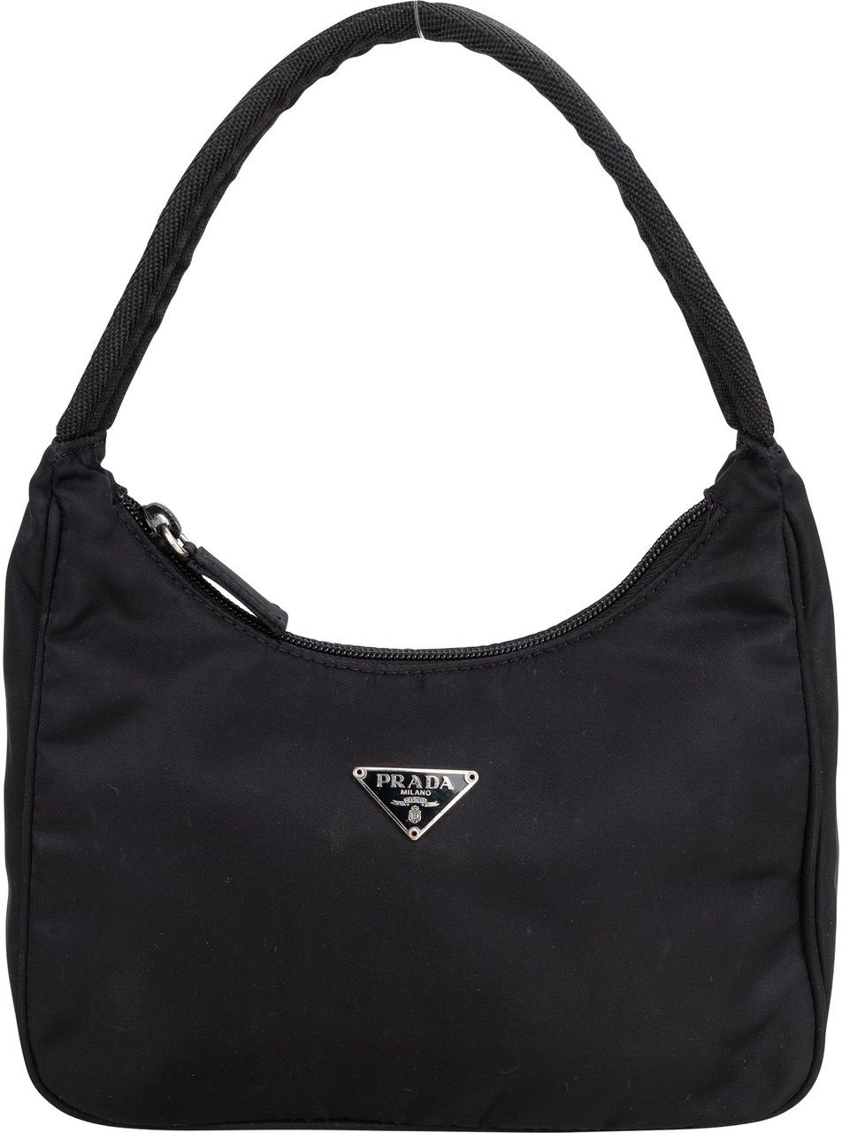 Prada Prada Black Nylon Triangle Vintage Re-Edition Handbag Zwart