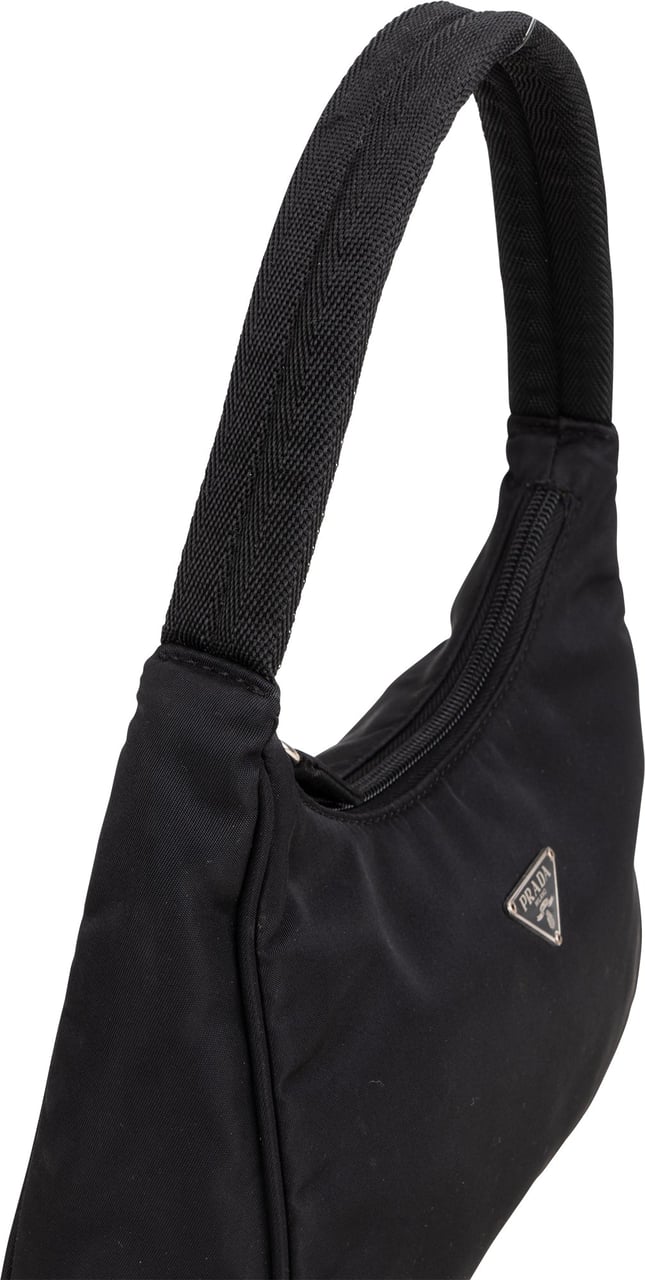 Prada Prada Black Nylon Triangle Vintage Re-Edition Handbag Zwart