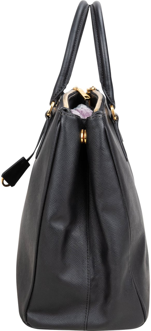 Prada Prada Black Saffiano Leather Galleria Handbag Zwart