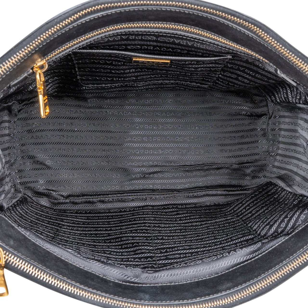 Prada Prada Black Saffiano Leather Galleria Handbag Zwart
