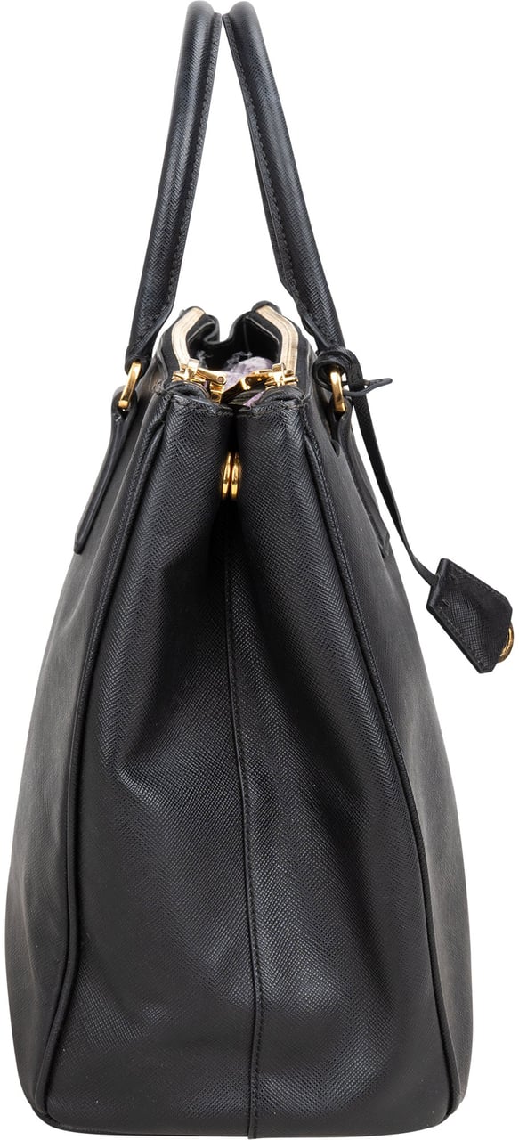 Prada Prada Black Saffiano Leather Galleria Handbag Zwart