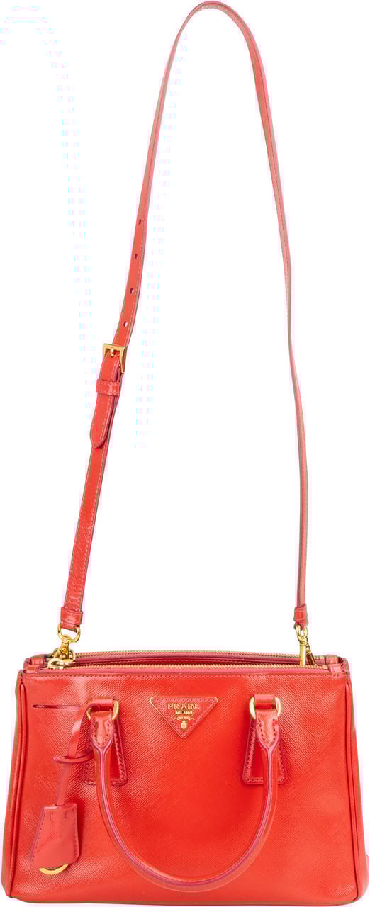 Prada Prada Patent Saffiano Leather Galleria Handbag Rood