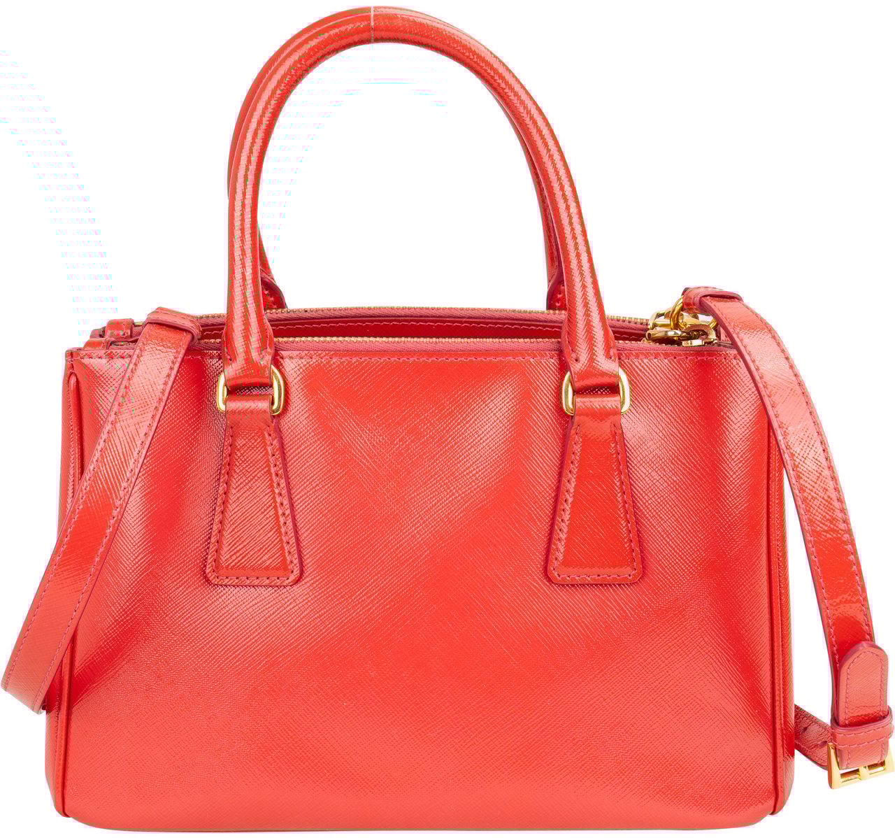 Prada Prada Patent Saffiano Leather Galleria Handbag Rood