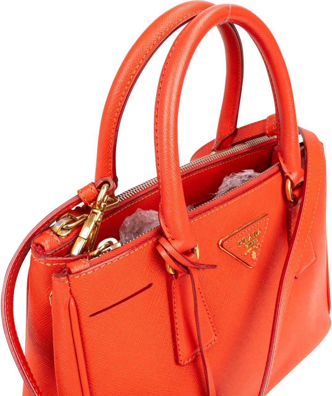 Prada Prada Saffiano Leather Galleria Handbag Oranje