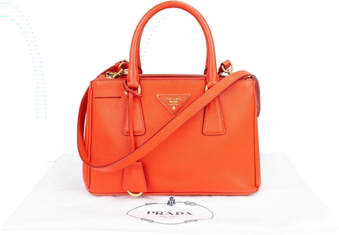 Prada Prada Saffiano Leather Galleria Handbag Oranje